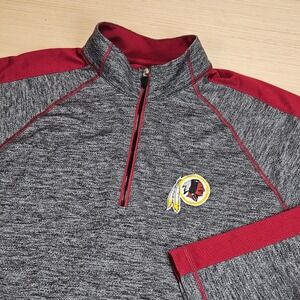 Washington Redskins 1/4 Zip Pullover Mens XL Gray Red‎ Football Fan Gear Antigua